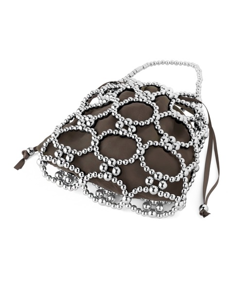 ANEMONE（アネモネ）の「ビーズ編み巾着2WAYバッグ（ショルダーバッグ・レディース・クリア/ホワイト系その他2/シルバー・FREE）」の8枚目の写真