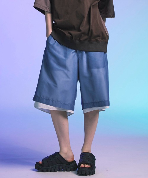 MAISON SPECIAL(メゾンスペシャル)の「《UNISEX》Layered Sheer Prime-Wide Shorts/レイヤードシアープライムワイドショーツ【MAISON SPECIAL/メゾンスペシャル】(その他パンツ・メンズ・オフホワイト/ブルー/ブラック・0/1)」の1枚目の写真