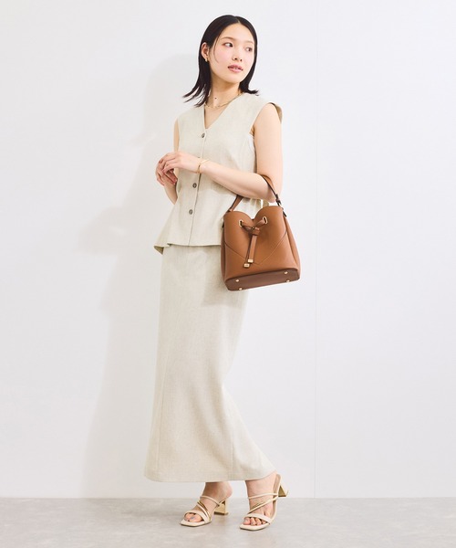 VIS（ビス）の「【セットアップ対応】Iラインスリットスカート（スカート・レディース・チャコールグレー/オフホワイト・M/S）」の8枚目の写真