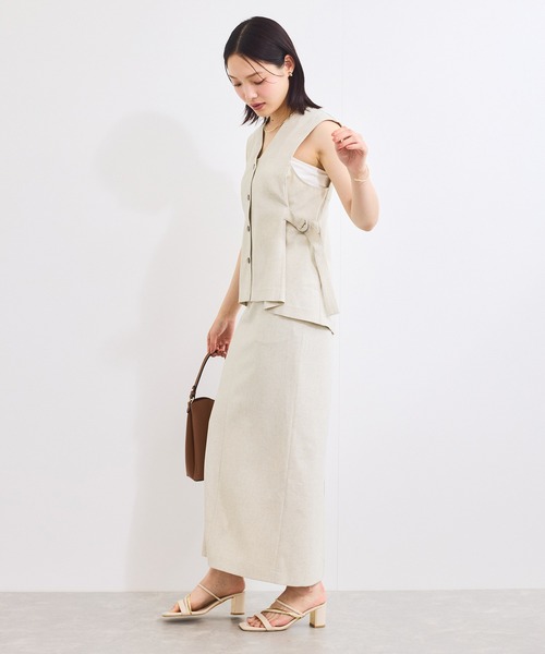 VIS（ビス）の「【セットアップ対応】Iラインスリットスカート（スカート・レディース・チャコールグレー/オフホワイト・M/S）」の9枚目の写真