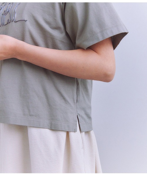 Mercerization Jersey Flowerコード刺繍Tシャツ（Tシャツ
