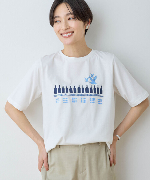 DECOY SINCE 1981(デコイシンスイチキュウハチイチ)の「2025年春夏【接触冷感・UVカット・友桝飲料コラボ】オーガニックコットンロゴプリントTシャツ(Tシャツ/カットソー・レディース・ホワイト/グリーン/イエロー・M/L/LL)」の16枚目の写真