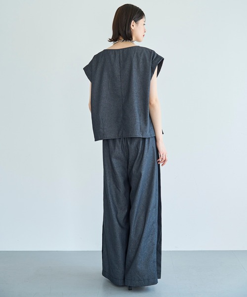 セール】ライトデニムイージーワイドパンツ（スラックス