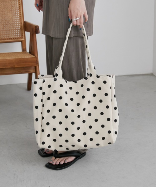 ドット柄BIGトート/大容量/旅行/お買い物にも（トートバッグ）｜Aunt