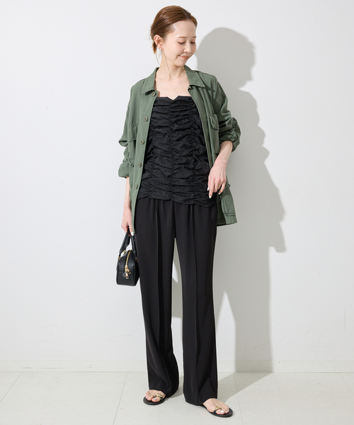 SLOBE IENA（スローブイエナ）の「《4サイズ展開/WEB限定/追加》ピンタックセミフレアパンツ（その他パンツ・レディース・ブラック・34/36/38/40）」の7枚目の写真