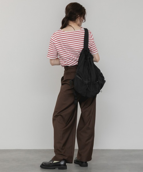 HEILIS(ヘイリス)の「半袖ボーダーTシャツ/夏服 春服 韓国 ボーダー フレンチ ガーリー トラッド カジュアル ネイビー レッド ブルー ノームコア 半袖 トップス カットソー Tシャツ レイヤード ベーシック シンプル 半袖 水色 赤(Tシャツ/カットソー・レディース・ネイビー/レッド/ライトブルー・FREE)」の12枚目の写真