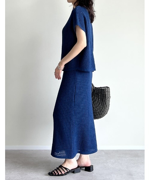 Re:EDIT（リエディ）の「[2025 SUMMER COLLECTION][低身長サイズ有][セットアップ対応]メッシュニットナロースカート（スカート・レディース・ブラック/アイボリー/ブルー・SHORT/MEDIUM/LARGE）」の10枚目の写真