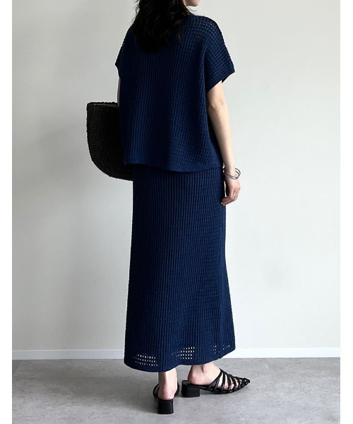 Re:EDIT（リエディ）の「[2025 SUMMER COLLECTION][低身長サイズ有][セットアップ対応]メッシュニットナロースカート（スカート・レディース・ブラック/アイボリー/ブルー・SHORT/MEDIUM/LARGE）」の11枚目の写真