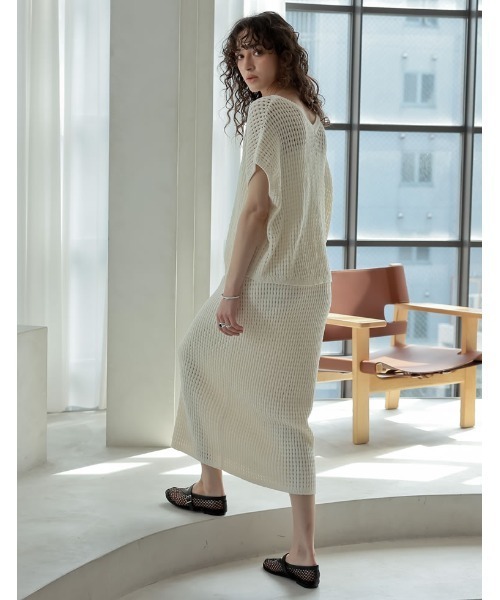 Re:EDIT（リエディ）の「[2025 SUMMER COLLECTION][低身長サイズ有][セットアップ対応]メッシュニットナロースカート（スカート・レディース・ブラック/アイボリー/ブルー・SHORT/MEDIUM/LARGE）」の13枚目の写真