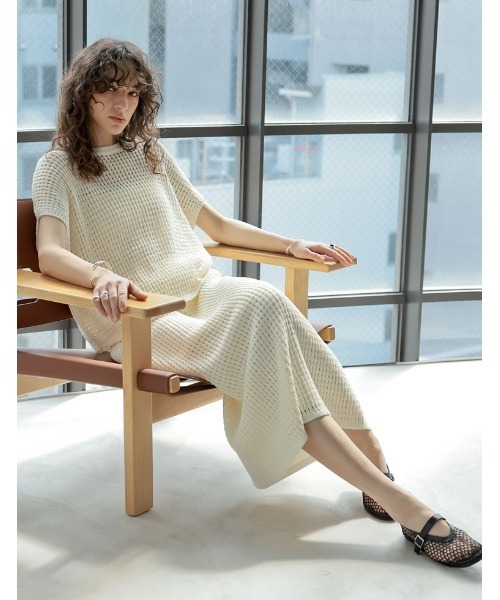 Re:EDIT（リエディ）の「[2025 SUMMER COLLECTION][低身長サイズ有][セットアップ対応]メッシュニットナロースカート（スカート・レディース・ブラック/アイボリー/ブルー・SHORT/MEDIUM/LARGE）」の15枚目の写真