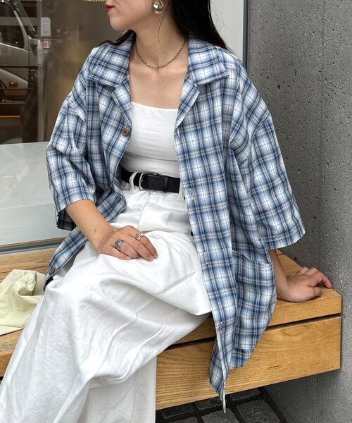 CIAOPANIC TYPY（チャオパニックティピー）の「【ユニセックスで着れる】コットンリネンカバーオールシャツ（シャツ/ブラウス・メンズ・ブラック/ブルー/ベージュ/ネイビー・LARGE/MEDIUM）」の4枚目の写真