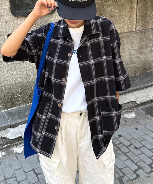 CIAOPANIC TYPY（チャオパニックティピー）の「【ユニセックスで着れる】コットンリネンカバーオールシャツ（シャツ/ブラウス・メンズ・ブラック/ブルー/ベージュ/ネイビー・LARGE/MEDIUM）」の12枚目の写真