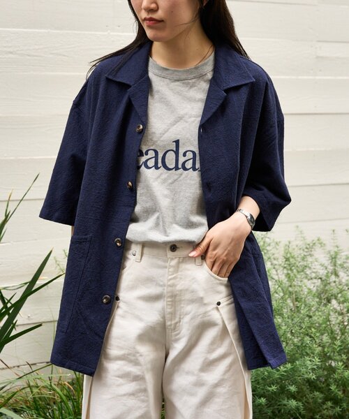 CIAOPANIC TYPY（チャオパニックティピー）の「【ユニセックスで着れる】コットンリネンカバーオールシャツ（シャツ/ブラウス・メンズ・ブラック/ブルー/ベージュ/ネイビー・LARGE/MEDIUM）」の6枚目の写真