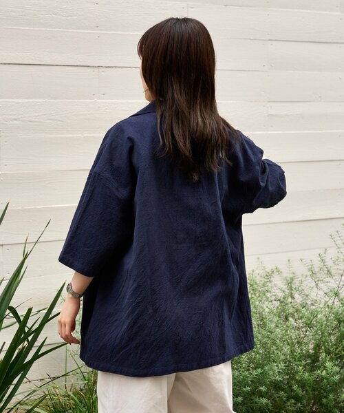 CIAOPANIC TYPY（チャオパニックティピー）の「【ユニセックスで着れる】コットンリネンカバーオールシャツ（シャツ/ブラウス・メンズ・ブラック/ブルー/ベージュ/ネイビー・LARGE/MEDIUM）」の7枚目の写真