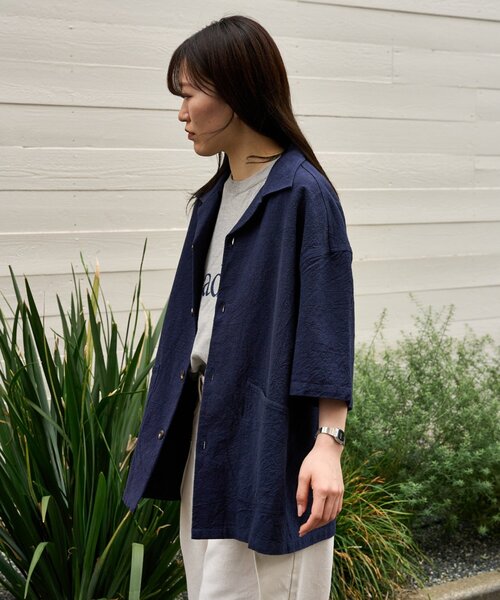 CIAOPANIC TYPY（チャオパニックティピー）の「【ユニセックスで着れる】コットンリネンカバーオールシャツ（シャツ/ブラウス・メンズ・ブラック/ブルー/ベージュ/ネイビー・LARGE/MEDIUM）」の8枚目の写真