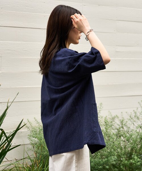 CIAOPANIC TYPY（チャオパニックティピー）の「【ユニセックスで着れる】コットンリネンカバーオールシャツ（シャツ/ブラウス・メンズ・ブラック/ブルー/ベージュ/ネイビー・LARGE/MEDIUM）」の9枚目の写真