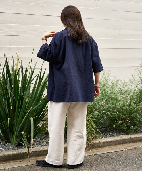 CIAOPANIC TYPY（チャオパニックティピー）の「【ユニセックスで着れる】コットンリネンカバーオールシャツ（シャツ/ブラウス・メンズ・ブラック/ブルー/ベージュ/ネイビー・LARGE/MEDIUM）」の12枚目の写真