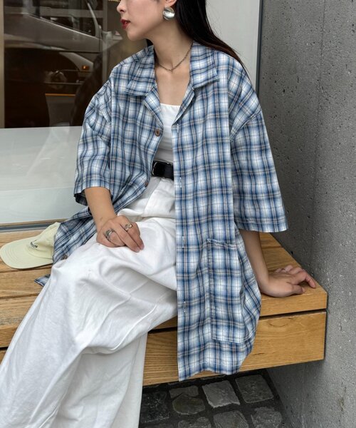 CIAOPANIC TYPY（チャオパニックティピー）の「【ユニセックスで着れる】コットンリネンカバーオールシャツ（シャツ/ブラウス・メンズ・ブラック/ブルー/ベージュ/ネイビー・LARGE/MEDIUM）」の14枚目の写真