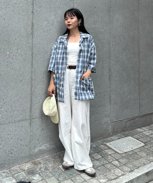 CIAOPANIC TYPY（チャオパニックティピー）の「【ユニセックスで着れる】コットンリネンカバーオールシャツ（シャツ/ブラウス・メンズ・ブラック/ブルー/ベージュ/ネイビー・LARGE/MEDIUM）」の15枚目の写真