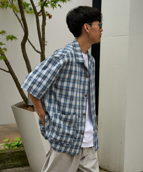 CIAOPANIC TYPY（チャオパニックティピー）の「【ユニセックスで着れる】コットンリネンカバーオールシャツ（シャツ/ブラウス・メンズ・ブラック/ブルー/ベージュ/ネイビー・LARGE/MEDIUM）」の18枚目の写真