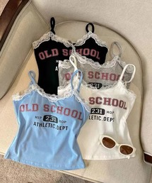 MEMECLE（メメクル）の「【 MEMECLE / メメクル 】【カップ付き】カレッジロゴ　レースキャミソール（キャミソール）」