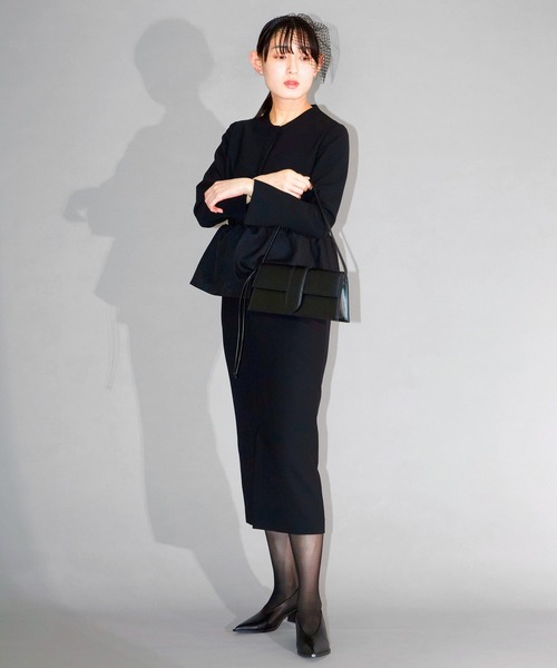 SOBRE ペプラムデザイン ブラックスーツドレス ペプラムデザインフォーマルドレス【喪服・礼服】【入卒式・結婚式