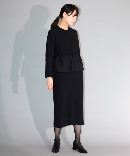 Ranerrh(ラネリ)の「ペプラムデザインフォーマルワンピース【喪服・礼服】【入卒式・結婚式】【正喪服】【春秋冬用】【入学式・卒業式】(ワンピース・レディース・ブラック・38/36/40)」の2枚目の写真