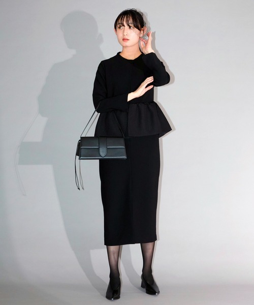 Ranerrh(ラネリ)の「ペプラムデザインフォーマルワンピース【喪服・礼服】【入卒式・結婚式】【正喪服】【春秋冬用】【入学式・卒業式】(ワンピース・レディース・ブラック・38/36/40)」の5枚目の写真