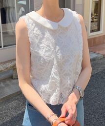 KOBE LETTUCE | 襟付き花柄シアーバルーントップス(シャツ/ブラウス)