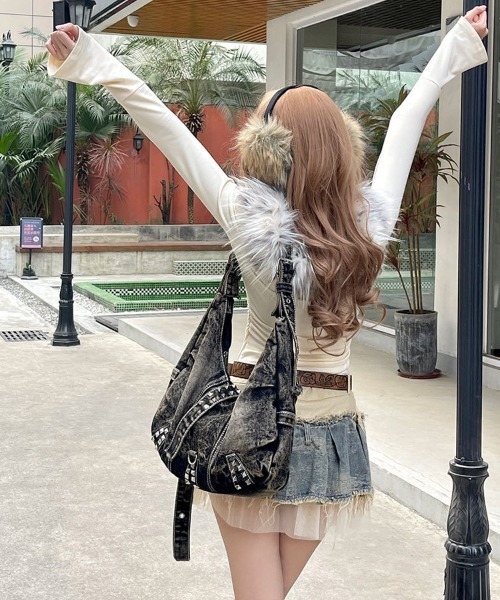 スタッズデニムショルダーバッグ（ショルダーバッグ）｜Ressaca