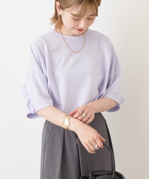 AMERICAN HOLIC(アメリカンホリック)の「バックフリルラウンドカットプルオーバー(Tシャツ/カットソー・レディース・ブルー系その他6/ラベンダー/チャコールグレー/オフホワイト/ブラウン・M/L)」の6枚目の写真