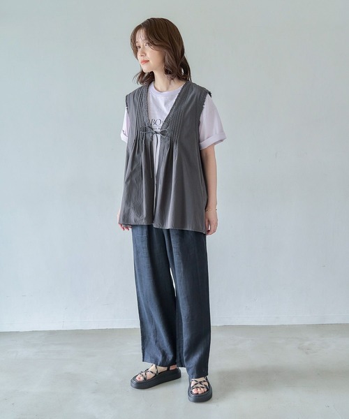 ハンドメイド　ストレートパンツ　カジュアルパンツ　リネン セール】【リネン100%】ストレートパンツ[プラスサイズあり