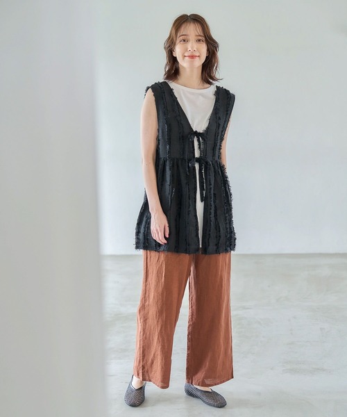 MAXMARA STUDIO アウトレット●GARYリネン混ストレートパンツ MAXMARA STUDIO アウトレット○GARYリネン混ストレートパンツ
