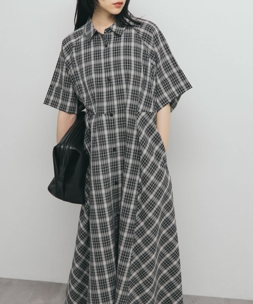 KBF（ケイビーエフ）の「チェックWIDEフレアワンピース（ワンピース・レディース・ブルー系その他/ブラック系その他・ONE）」の3枚目の写真