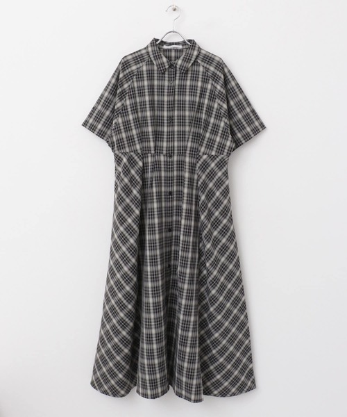 KBF（ケイビーエフ）の「チェックWIDEフレアワンピース（ワンピース・レディース・ブルー系その他/ブラック系その他・ONE）」の15枚目の写真