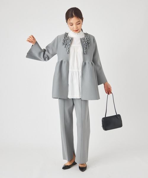 ever closet(エバークローゼット)の「ペプラムニット ジャケット(カーディガン/ボレロ・レディース・ブラック/グレー・F)」の7枚目の写真