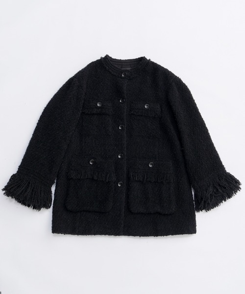 Fringe Tweed Jacket Coat/フリンジツイードジャケットコート