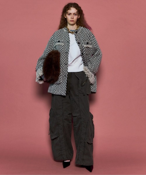 25AW PRE-ORDER】Fringe Tweed Jacket Coat/フリンジツイード