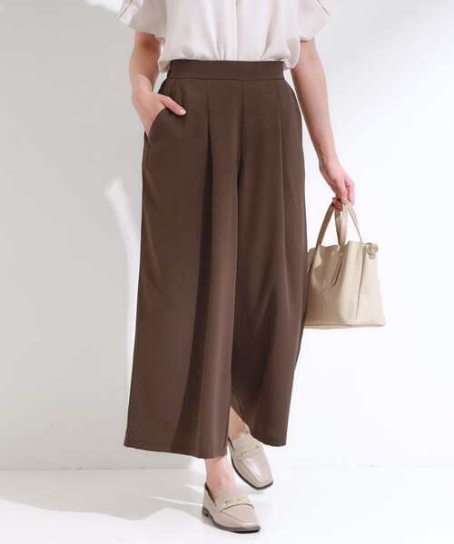 DRESKIP（ドレスキップ）の「【セットアップ可/ひんやり】下半身カバーにも タックスカーチョ（その他パンツ・レディース・ブルー/チャコールグレー/ダークブラウン・04/03/02/01）」の2枚目の写真