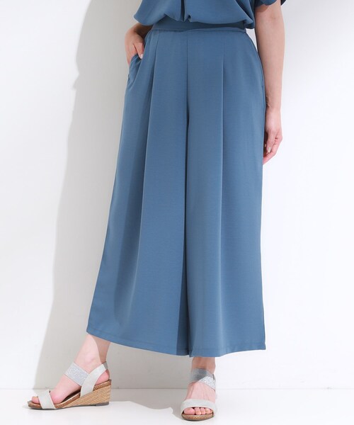 DRESKIP（ドレスキップ）の「【セットアップ可/ひんやり】下半身カバーにも タックスカーチョ（その他パンツ・レディース・ブルー/チャコールグレー/ダークブラウン・04/03/02/01）」の3枚目の写真