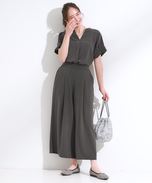 DRESKIP（ドレスキップ）の「【セットアップ可/ひんやり】下半身カバーにも タックスカーチョ（その他パンツ・レディース・ブルー/チャコールグレー/ダークブラウン・04/03/02/01）」の6枚目の写真