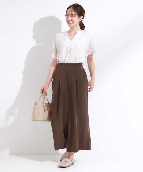 DRESKIP（ドレスキップ）の「【セットアップ可/ひんやり】下半身カバーにも タックスカーチョ（その他パンツ・レディース・ブルー/チャコールグレー/ダークブラウン・04/03/02/01）」の11枚目の写真