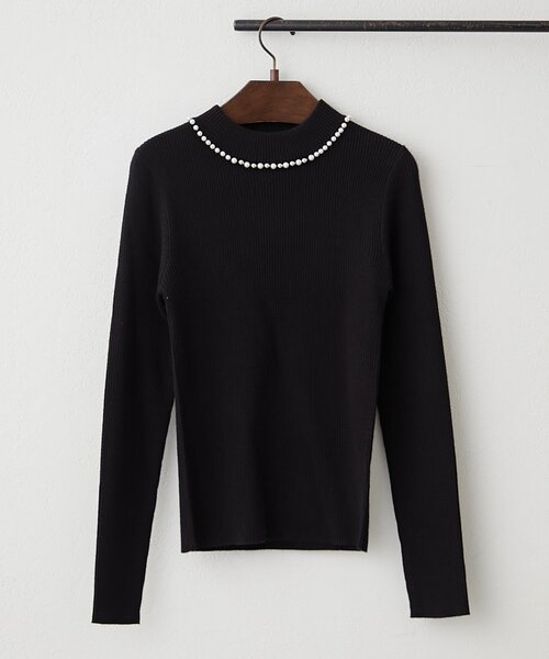 Another Branch olive des olive(アナザーブランチオリーブデオリーブ)の「【WEB先行予約】パール付プチハイリブニット(ニット/セーター・レディース・ネイビー/ブラウン/ライトグレー/ボルドー/オフホワイト/ブラック/ライム・FREE)」の22枚目の写真