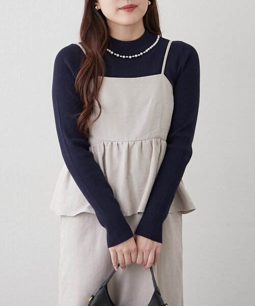 Another Branch olive des olive(アナザーブランチオリーブデオリーブ)の「【WEB先行予約】パール付プチハイリブニット(ニット/セーター・レディース・ネイビー/ブラウン/ライトグレー/ボルドー/オフホワイト/ブラック/ライム・FREE)」の15枚目の写真