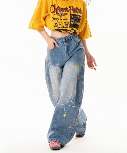 Ressaca(レサーカ)の「スター刺繍ロゴワイドシルエットデニムパンツ(デニムパンツ・レディース・ブルー・S/M)」の7枚目の写真