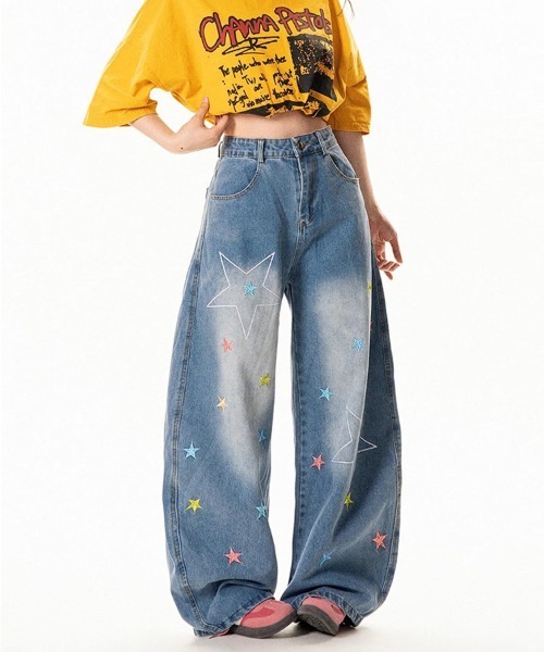 Ressaca(レサーカ)の「スター刺繍ロゴワイドシルエットデニムパンツ(デニムパンツ・レディース・ブルー・S/M)」の6枚目の写真