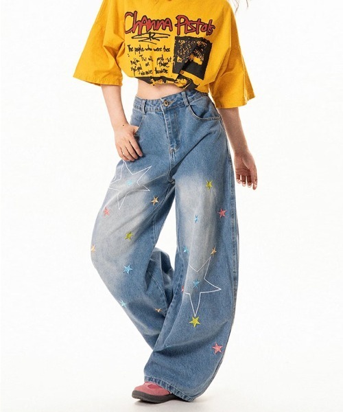 Ressaca(レサーカ)の「スター刺繍ロゴワイドシルエットデニムパンツ(デニムパンツ・レディース・ブルー・S/M)」の8枚目の写真