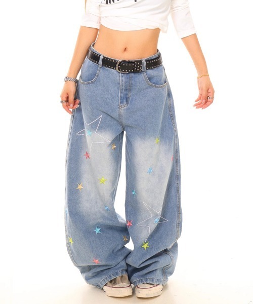 Ressaca(レサーカ)の「スター刺繍ロゴワイドシルエットデニムパンツ(デニムパンツ・レディース・ブルー・S/M)」の9枚目の写真