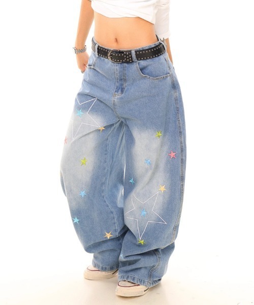 Ressaca(レサーカ)の「スター刺繍ロゴワイドシルエットデニムパンツ(デニムパンツ・レディース・ブルー・S/M)」の11枚目の写真