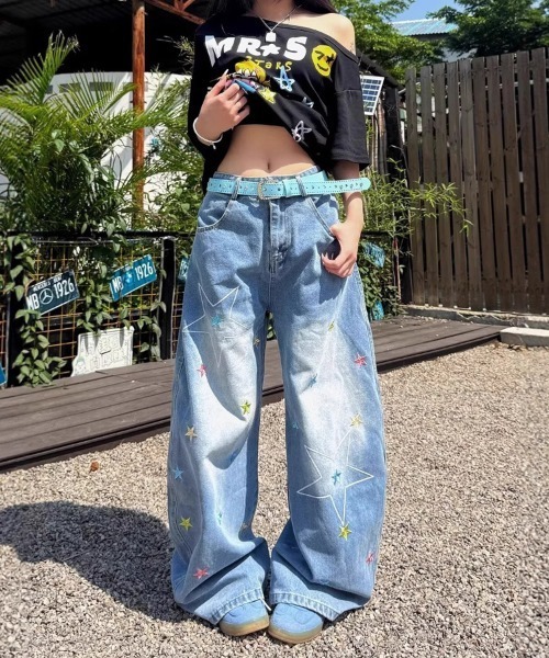 Ressaca(レサーカ)の「スター刺繍ロゴワイドシルエットデニムパンツ(デニムパンツ・レディース・ブルー・S/M)」の16枚目の写真